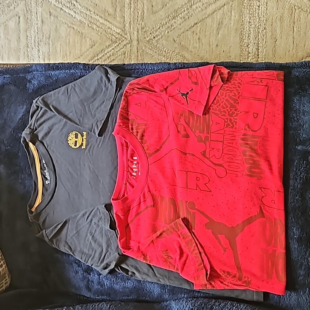 2 shirts Jordan & Timberland boy's sz M